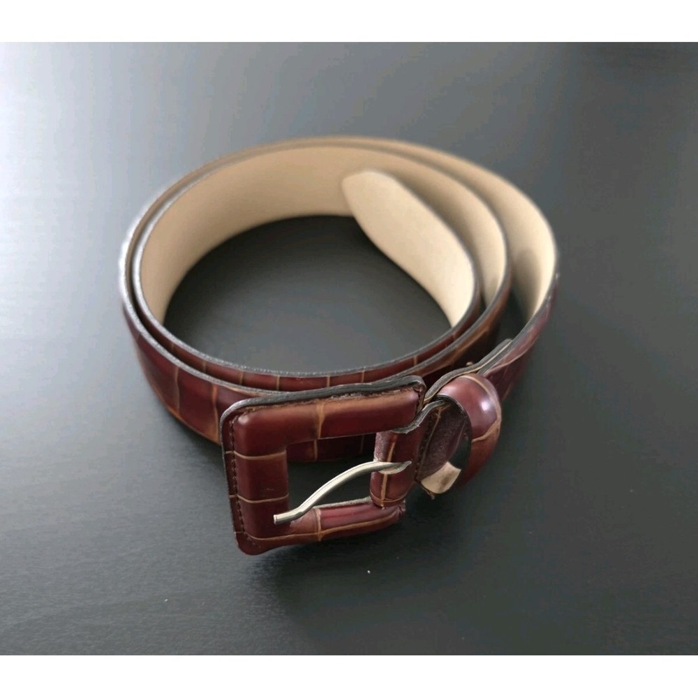 ABACO Paris Cuir Veritable Croc Belt Brown‎ Size 32-80